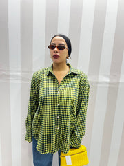 CAMICIA QUADRETTI OVERSIZE VERDE